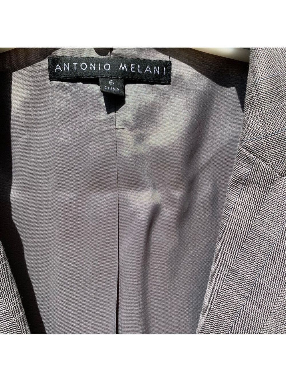 ANTONIO MELANI gray plaid blazer jacket lightweight spring summer neutral fall - Picture 4 of 11